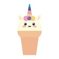 Lindo unicornio helado icono aislado vector