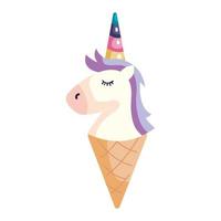 Lindo unicornio helado icono aislado vector