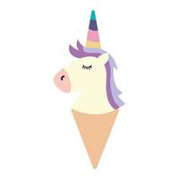 Lindo unicornio helado icono aislado vector