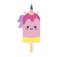 cute unicorn ice cream in stick isolated icon vector
