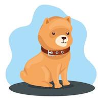 cute dog animal with collar icon vector