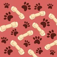 Fondo de huesos de perro y huellas de patas. vector