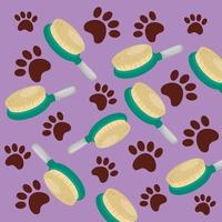 background of brushes pet and paw prints vector