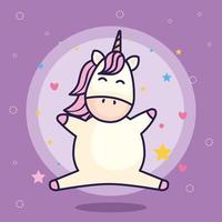 linda fantasía de unicornio con decoración de corazones y estrellas vector