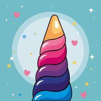 rainbow unicorn horn with cute decoration vector