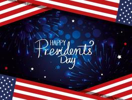 happy presidents day with flags usa vector