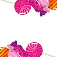frame of delicious candies decoration vector