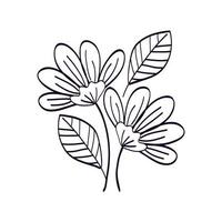 cute flowers with branches and leafs line style icon vector