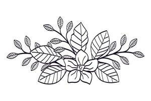 cute flower with branch and leafs line style icon vector