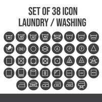 establecer icono de lavandería y lavado de ropa cuidado vector plano editable gratis