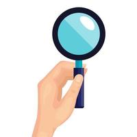 hand with magnifying glass instrument isolated icon vector