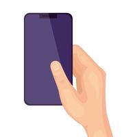 hand using smartphone device isolated icon vector