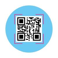 código qr clásico en marco circular vector