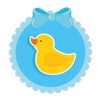 cute duck rubber in lace frame vector