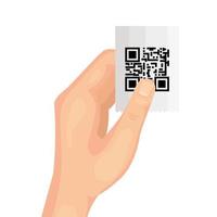 hand and voucher with code qr vector
