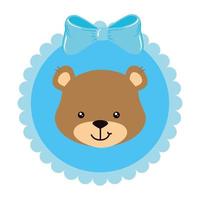 cara de lindo oso de peluche en marco de encaje vector