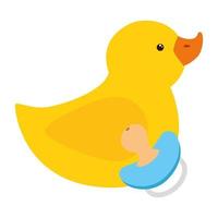 cute pacifier baby with rubber duck isolated icons vector