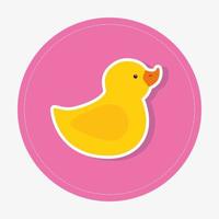 cute duck rubber in frame circular vector