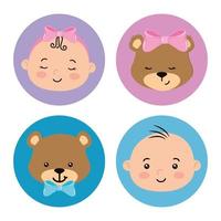 set cute icons of baby shower vector