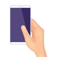 hand using smartphone device isolated icon vector