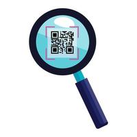 classic qr code in magnifying glass vector