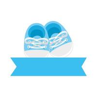 cute shoes baby with ribbon isolated icon vector