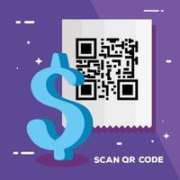 escanear el código qr con el símbolo del dólar vector