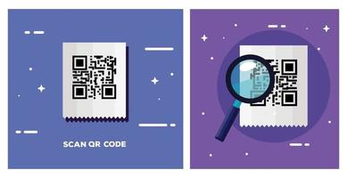 set poster of scan code qr and icons vector