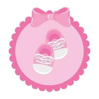 cute shoes baby in lace frame isolated icon vector