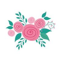 cute rose flower with branches and leafs isolated icon vector