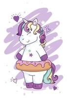 linda fantasía de unicornio con decoración de estrellas y corazones vector