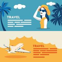 Establecer póster de iconos de verano y viajes en el tiempo vector