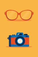 camera photographic with eyeglasses icons vector