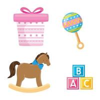 set of cute baby toys vector