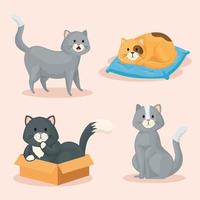 grupo de lindos gatitos vector