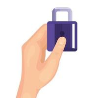 hand holding adlock of security system vector design