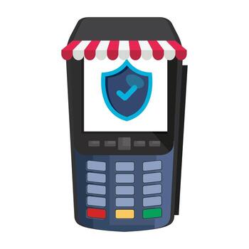 Isolated dataphone with tent and shield vector design