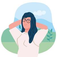 hermosa mujer en personaje de avatar de paisaje vector