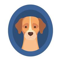 head of cute dog in frame circular isolated icon vector