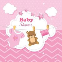 baby shower card with decoration hanging vector