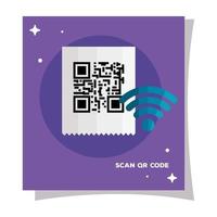 qr code paper and wifi vector design