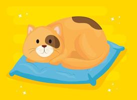 cute little cat in cushion vector