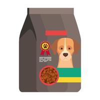 comida para perro en bolsa icono aislado vector