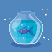 round glass fishbowl with cute fish vector