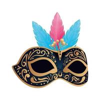 elegant mask with feathers isolated icon vector