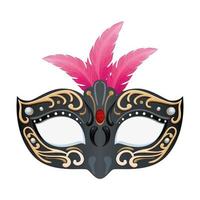 elegant mask with feathers isolated icon vector