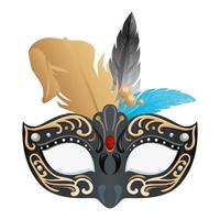 elegant mask with feathers isolated icon vector