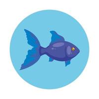 cute fish in frame circular isolated icon vector