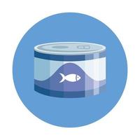 food for fish in can with frame circular vector