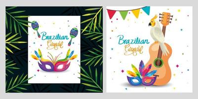 set poster of brazil with decoration vector